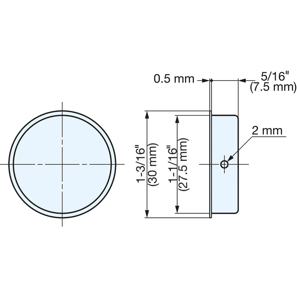 Sugatsune RP-30: 30mm Round Recessed Door Pull - Satin Stainless Steel