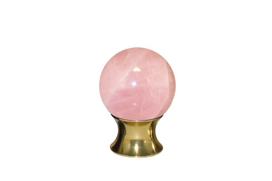 Myterra C35.RSQZ.03: 35mm Rose Quartz Sphere Cabinet Knob - Polished Brass