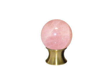 Myterra C35.RSQZ.04: 35mm Rose Quartz Sphere Cabinet Knob - Satin Brass