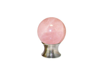 Myterra C35.RSQZ.14: 35mm Rose Quartz Sphere Cabinet Knob - Polished Nickel