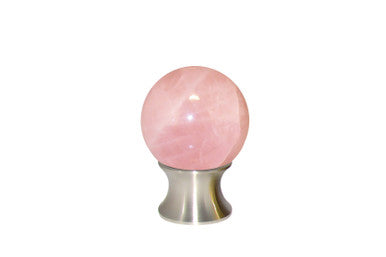 Myterra C35.RSQZ,15: 35mm Rose Quartz Sphere Cabinet Knob - Satin Nickel