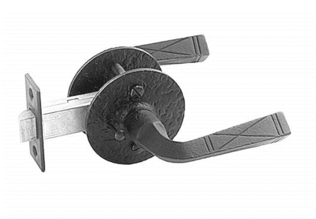 Acorn RS3BI: 2-3/4" Backset Double Lever Passage Door Set - Black Rough Iron