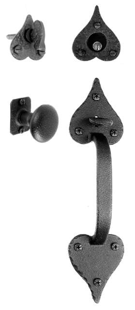 Acorn RT1BI: 10-5/8" Heart Handle/Knob Entrance Lockset - Black Rough Iron