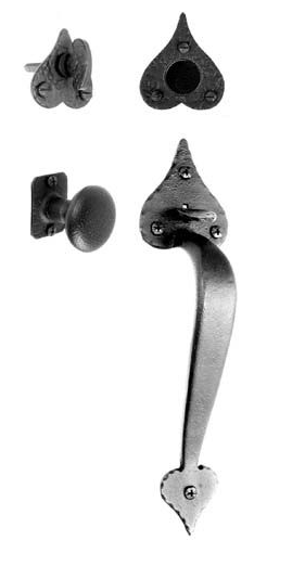 Acorn RT2BD: 11" Heart Handle/Knob Dummy Set - Black  Rough Iron