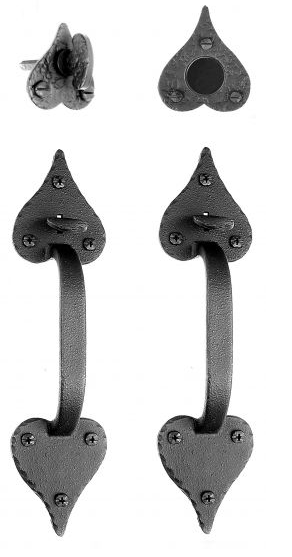 Acorn RT3BD: 10-5/8" Heart Double Handle Dummy Set - Black Rough Iron