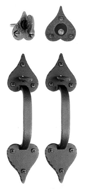 Acorn RT3BI: 10-5/8" Double Handle Entrance Door Lockset - Black Rough Iron