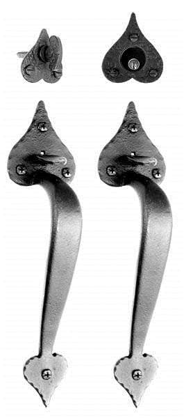 Acorn RT4BI: 11" Heart Double Handle Entrance Lockset - Black Rough Iron