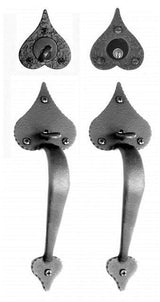 Acorn RT6BI: 11" Heart Double Handle Entrance Lockset - Black Rough Iron