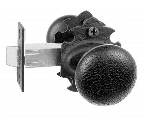 Acorn RT8BI: Double Knob Passage Set w/Warwick Rose - Black Rough Iron