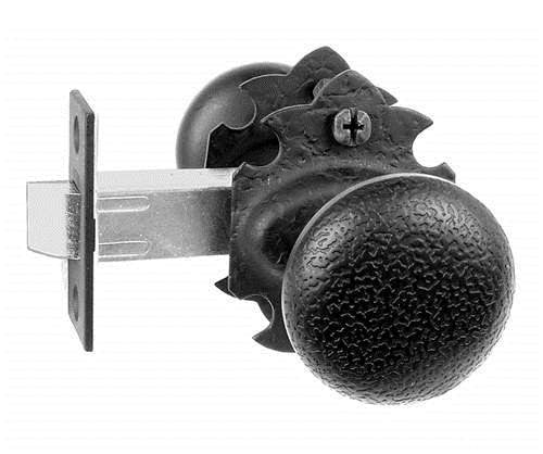 Acorn RT9BI: Double Knob Privacy Set w/Warwick Rose - Black Rough Iron