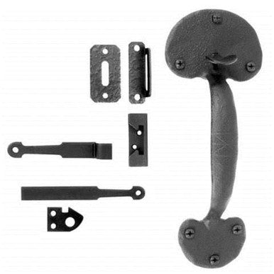 Acorn RTNBR: 9-5/8" Bean Combination Gate Rim Latch w/Handle - Black Rough Iron