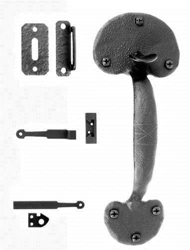 Acorn RTPBR: 9-5/8" Bean Combination Gate Rim Latch w/Handle - Black Rough Iron