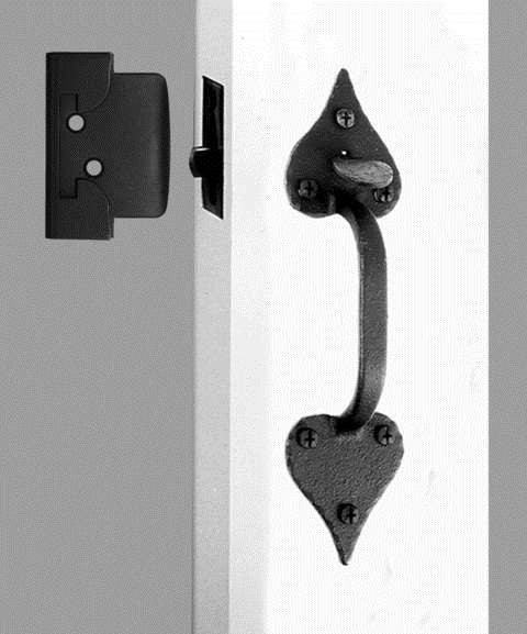 Acorn RTXBI: 9-1/4" Heart Double Handle Drop Latch Set - Rough Iron