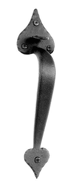 Acorn RUABG: 11" Heart Door Pull With Thumbpiece - Black Rough Iron