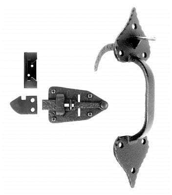 Acorn RUFBI: 9" Combination Rim Latch  - Black Rough Iron