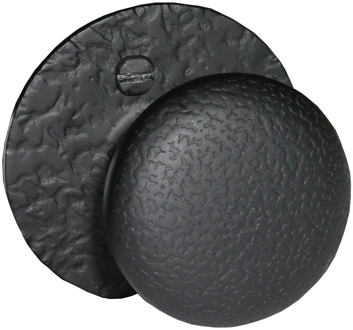 Acorn RUGBD: Dummy Door Knob w/Round Rose - Black Rough Iron