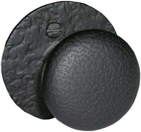 Acorn RUGBD: Dummy Door Knob w/Round Rose - Black Rough Iron
