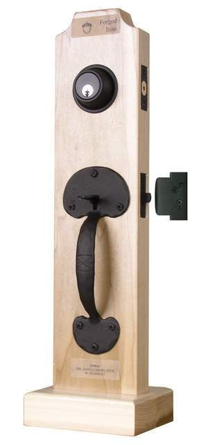 Acorn RUWBI: 9-5/8" Bean Double Handle Drop Latch Set With Deadbolt - Black Rough Iron