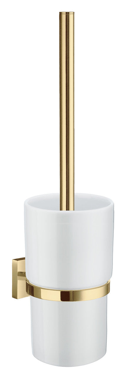 Smedbo RV333P: House Wall Mount Toilet Brush w/Holder - Polished Brass/Porcelain