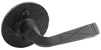 Acorn RZ3BD: Dummy Lever Door Handle w/Round Rose - Black Rough Iron