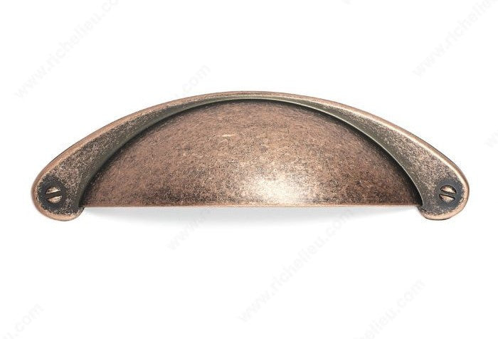 Richelieu Rich-BP82333193 3" center to center classic cup pull in Antique copper front view