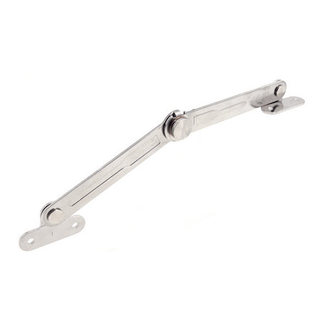 Sugatsune S-100T30L: Free Stop Torque Lid Stay (left) - Plain Stainless Steel