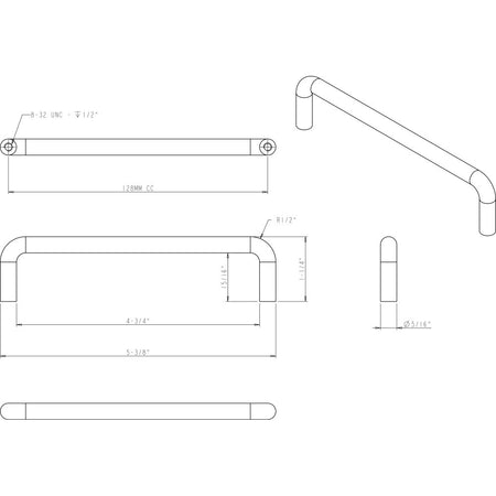 Elements S271-128PB: 128 mm cc Torino Wire Cabinet Pull - Polished Brass