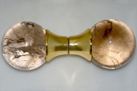 Myterra Pull Knob Smokey Quartz Pvd Brass 2 3/8 Inch Dia.