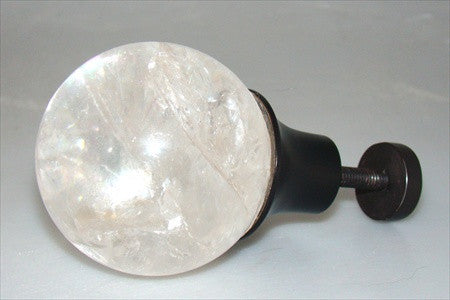 Myterra Pull Knob Crystal Quartz Oil Rubbed Bronze 2 3/8 Inch Dia.