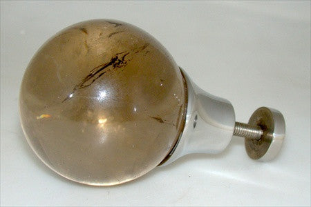 Myterra Pull Knob Smokey Quartz Polished Nickel 2 3/8 Inch Dia. 1
