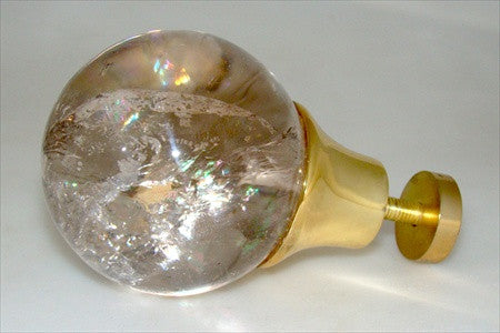 Myterra Pull Knob Metal Washer Smokey Quartz Pvd Brass 2 3/8 Inch Dia.