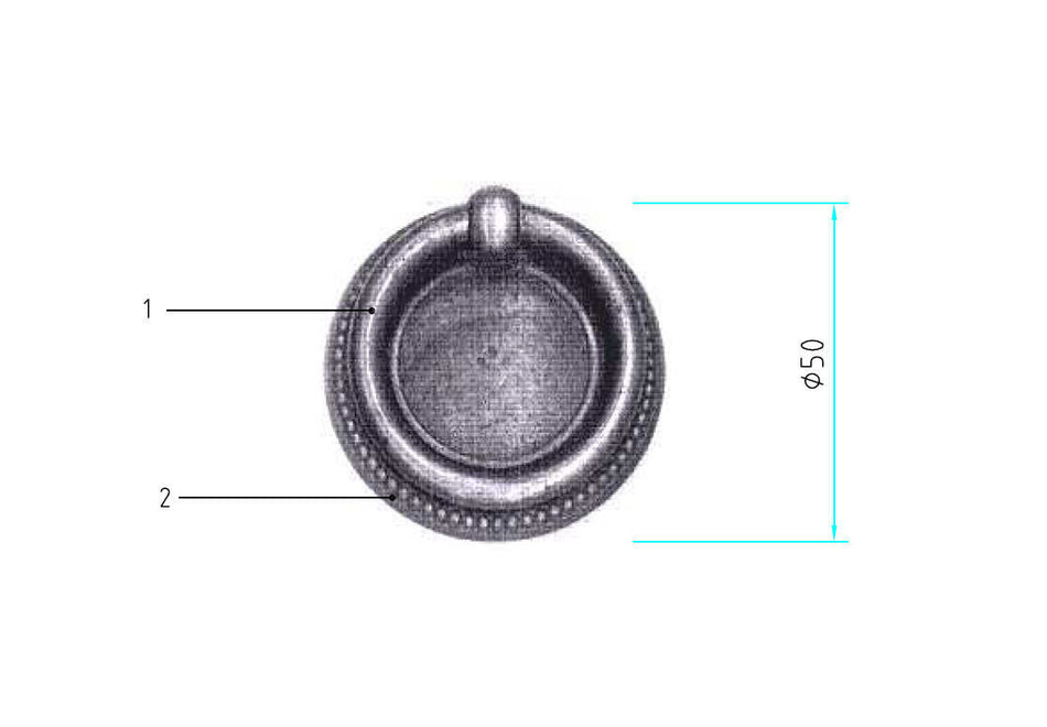 Richelieu 12212050163: 2" Traditional Ring Cabinet Pull - Oxidized Brass