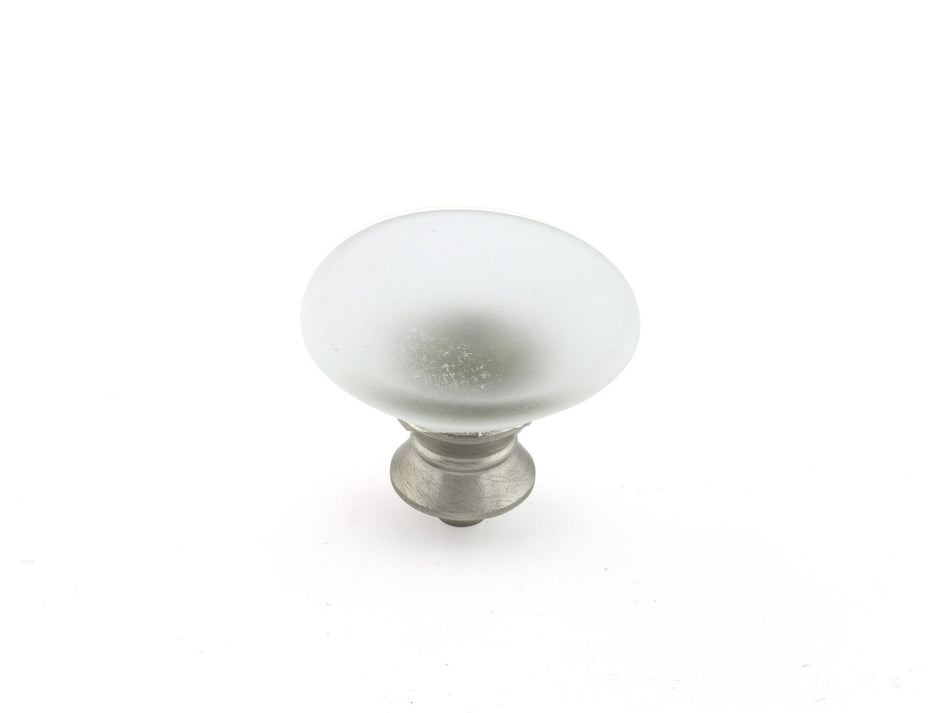 Richelieu 153019512: 1-3/8" Murano Glass Cabinet Knob - Frosted/Brushed Nickel