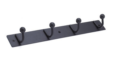 Richelieu 16218: 12-5/8" Utility 4-Hook Wall Rack - Matte Black