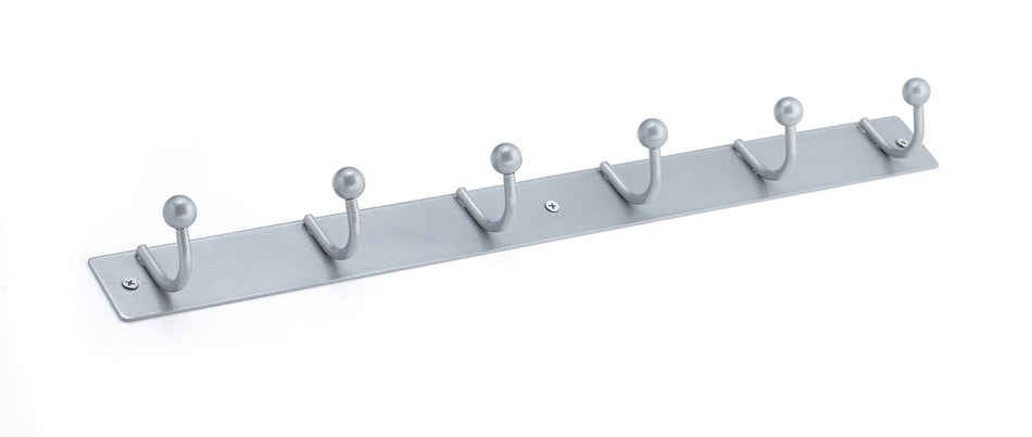 Richelieu 16925BAG: 19-5/8" Utility 6-Hook Wall Rack - Brushed Aluminum