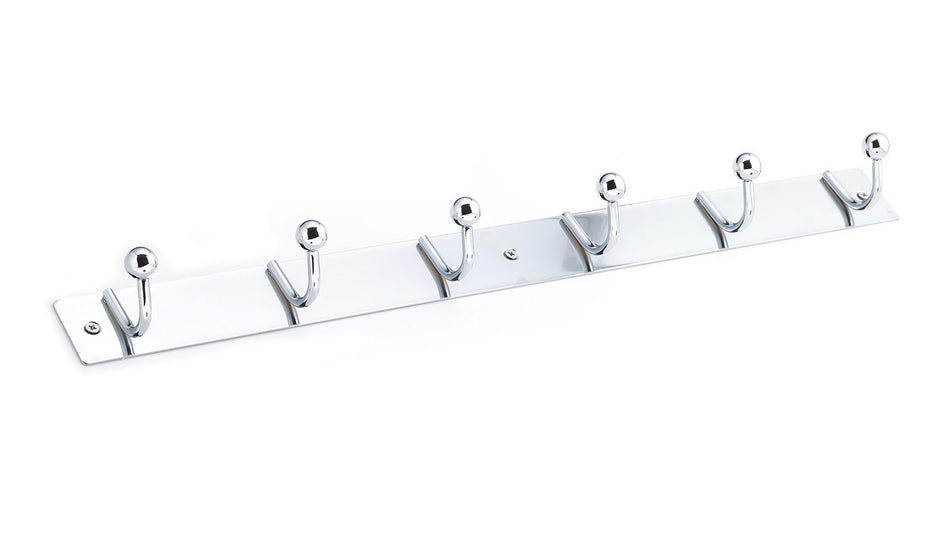 Richelieu 16943: 19-5/8" Utility 6-Hook Wall Rack - Polished Chrome