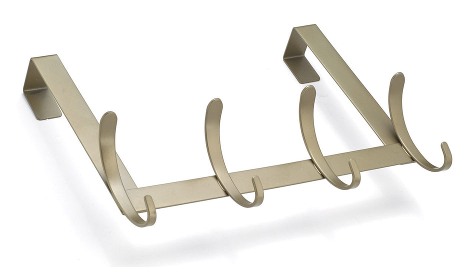 Richelieu 17421: 4 Hook Contemporary Over-the-Door Rack - Pewter