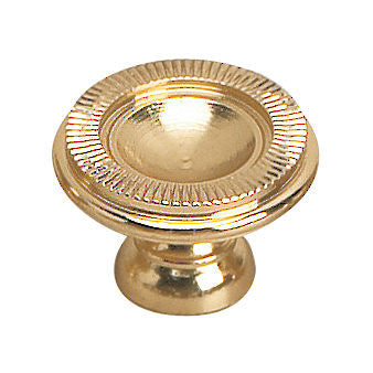 Richelieu 2440530130: 1-3/16"" Empire Round Cabinet Knob - Brass