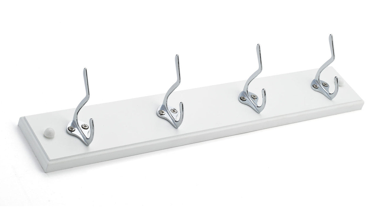 Richelieu 37709: 4 Hook Utility Wall Rack - White/Chrome