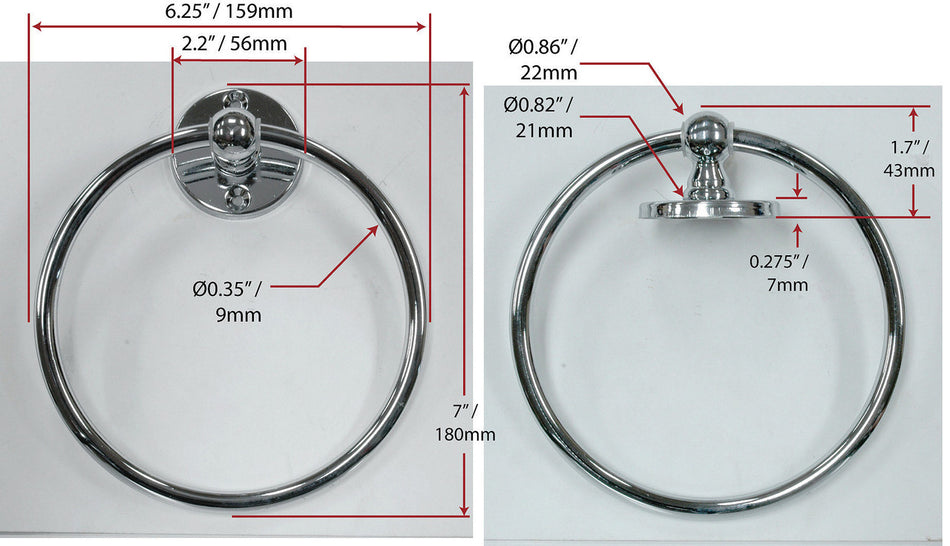Richelieu 40643: Euro Towel Ring - Polished Chrome