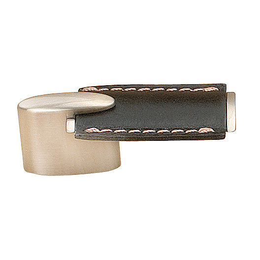 Richelieu 7451151619590: 5/8" cc L-Shaped Cabinet Pull - Black Leather/Brushed Nickel