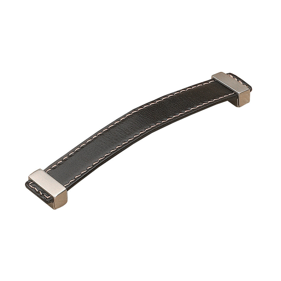 Richelieu 74536616019590: 160mm cc Contemporary Cabinet Pull - Brushed Nickel/Black Leather