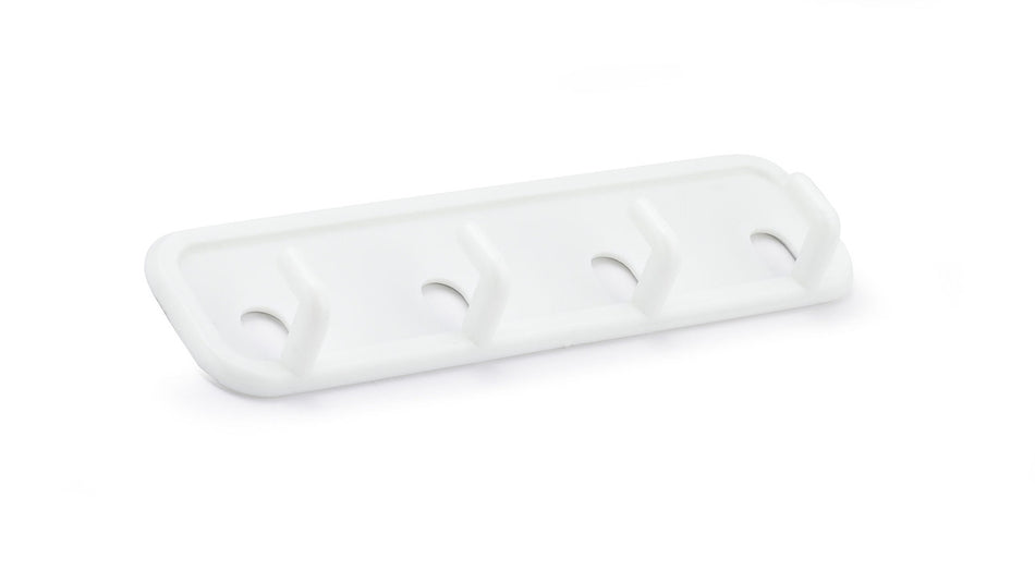 Richelieu 76230: 8-5/8" Utility Adhesive 4-Hook Wall Rack - White Plastic