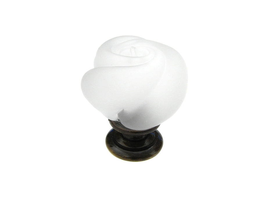 Richelieu 9030AE12: 1-3/16" Murano Glass Swirl Cabinet Knob - Frosted/Antique English