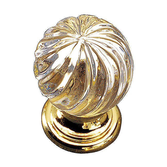Richelieu 991213011: 1-3/16" Murano Glass Swirl Cabinet Knob - Polished Brass/Clear