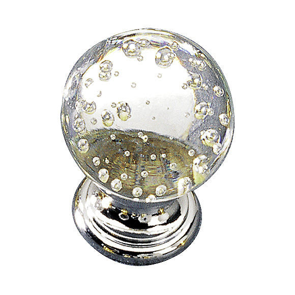Richelieu 992314018: 1" Classic Bubble Glass Cabinet Knob - Polished Chrome/Clear