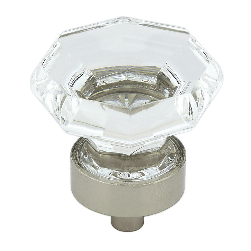 Richelieu BP1008519511: 1-3/8" Eclectic Cabinet Knob - Brushed Nickel/Clear Acrylic
