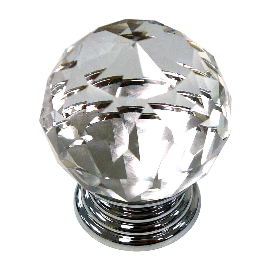 Richelieu BP100884014011: 1-9/16" Eclectic Sphere Cabinet Knob - Polished Chrome/Clear Acrylic