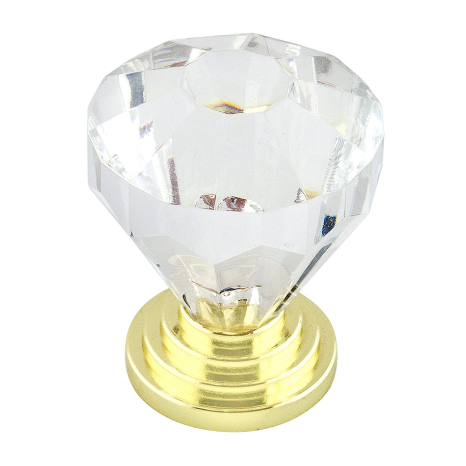 Richelieu BP1008913011: 1-1/4" Eclectic Round Cabinet Knob - Polished Brass/Clear Acrylic