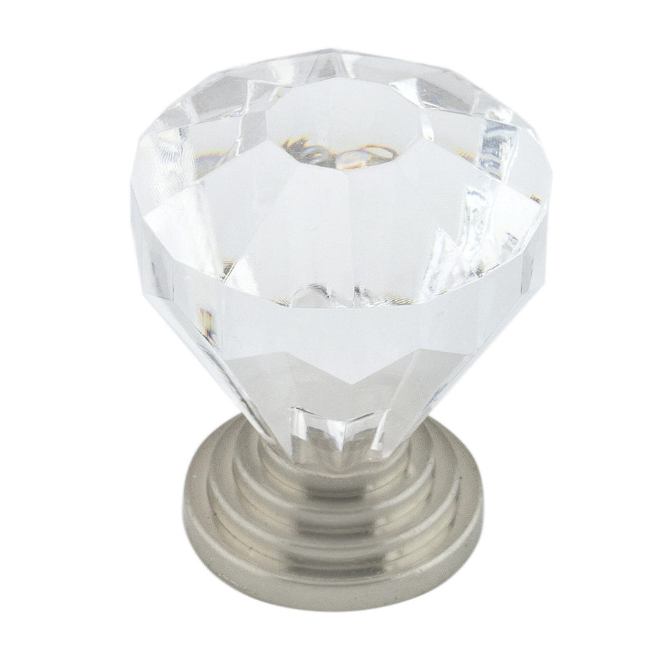Richelieu BP1008919511: 1-1/4" Eclectic Round Cabinet Knob - Brushed Nickel/Clear Acrylic